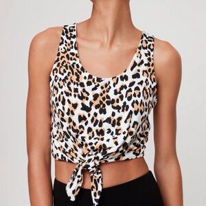 Babaton Aritzia leopard print front tie cropped tank top size XS